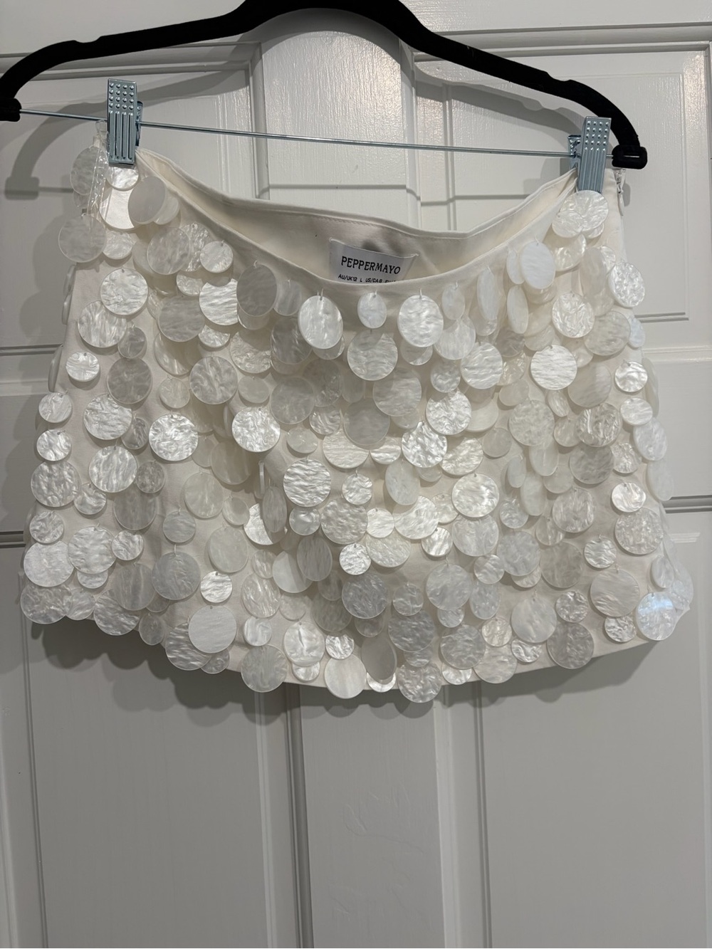 Peppermayo Ivory Pearl Disc Mini Skirt